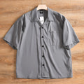 Men's lightweight pure cotton loose short sleeve shirt in solid colour
