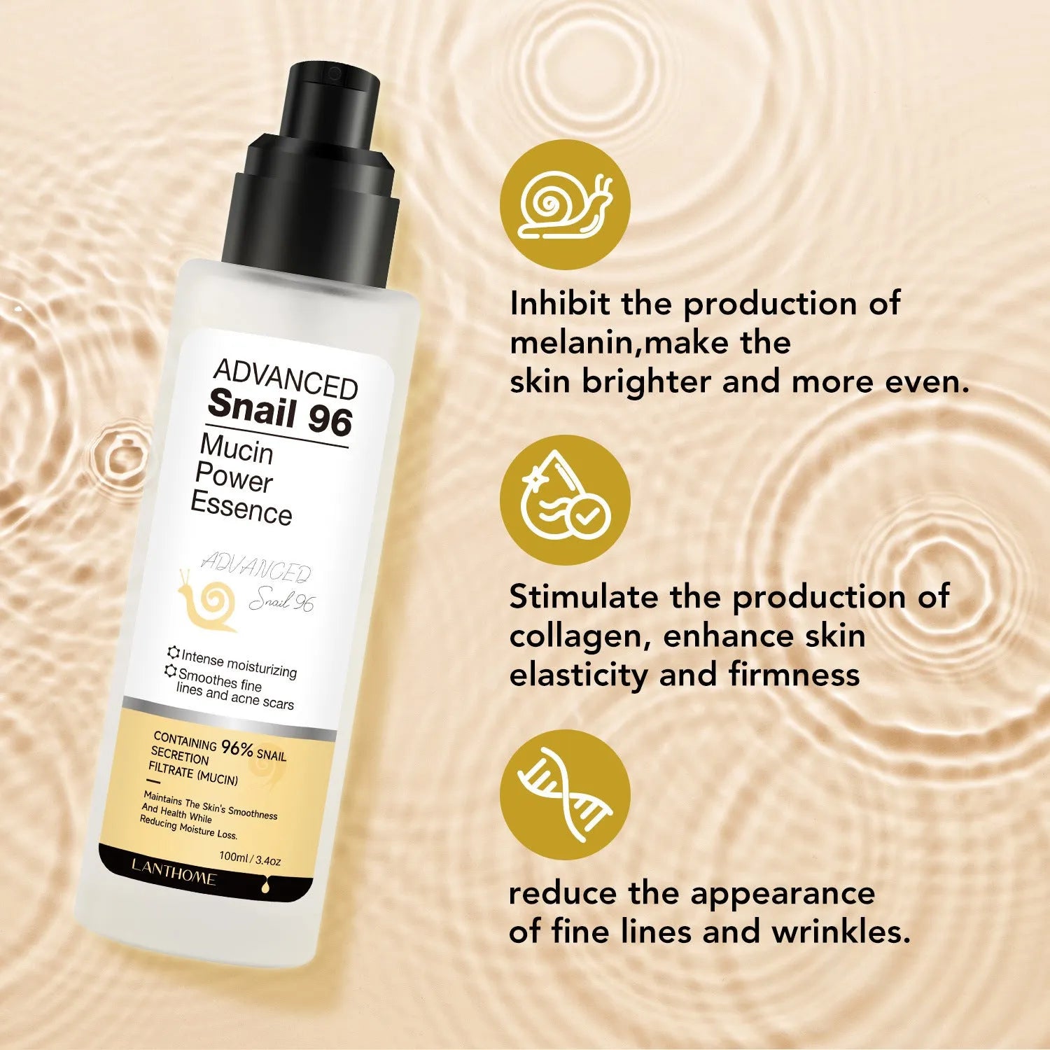Snail Snail Serum moisturising facial essence liquid in 100ml container for universal skin types