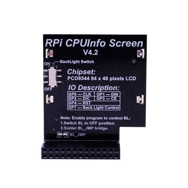 Raspberry Pi 1.6-inch LCD display module with backlight switch for system monitoring