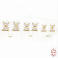 S925 sterling silver stud earrings with geometric crystal petal flowers in gold or platinum plating