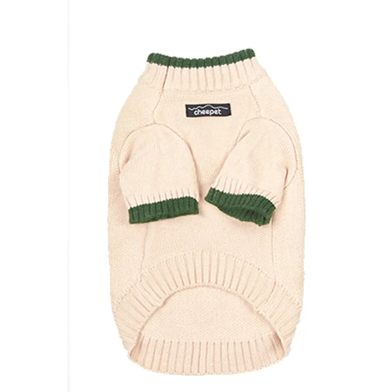 British style wool pet sweater for dog with contrast colour legs in Crown Blue.