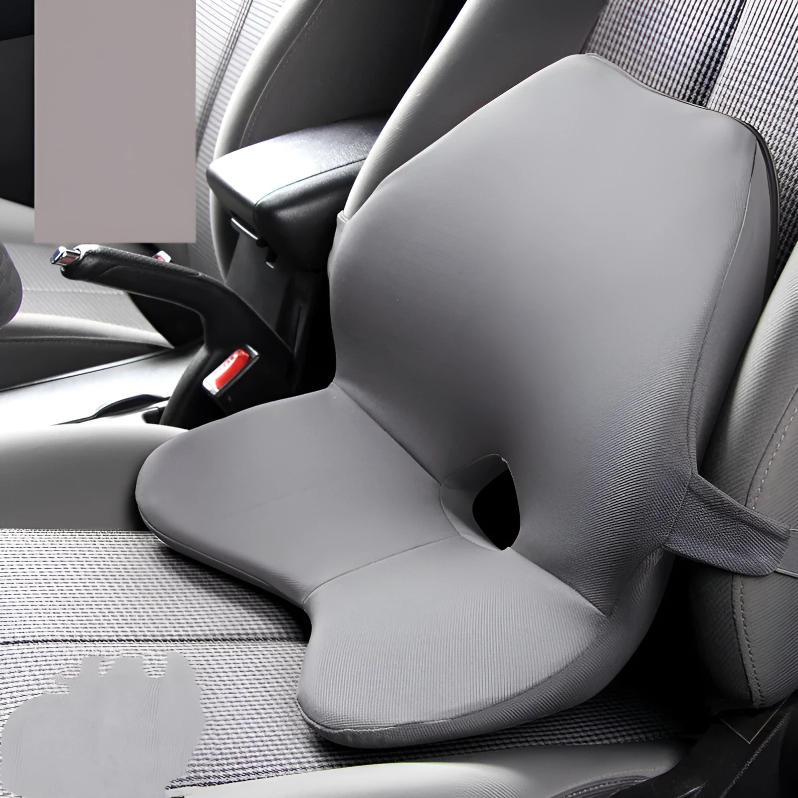 Memory cotton car waist pad and headrest set in neutral colours on car seat