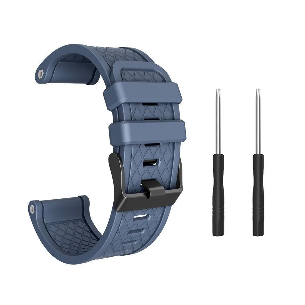 Black silicone watch strap with stainless steel watch-button connection for Jiaming 26mm watches