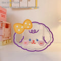 Clear acrylic square storage box with decorative character design for stationery organisation