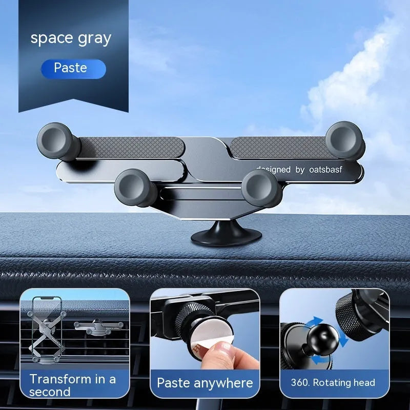 Invisible alloy car mobile phone holder for air vent mounting with snap-on installation