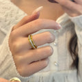 Titanium steel rotatable starry sky ring in gold or silver, unisex geometric design