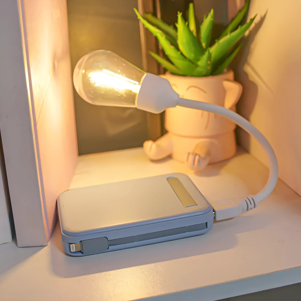 USB rechargeable folding tungsten night light with warm white glow
