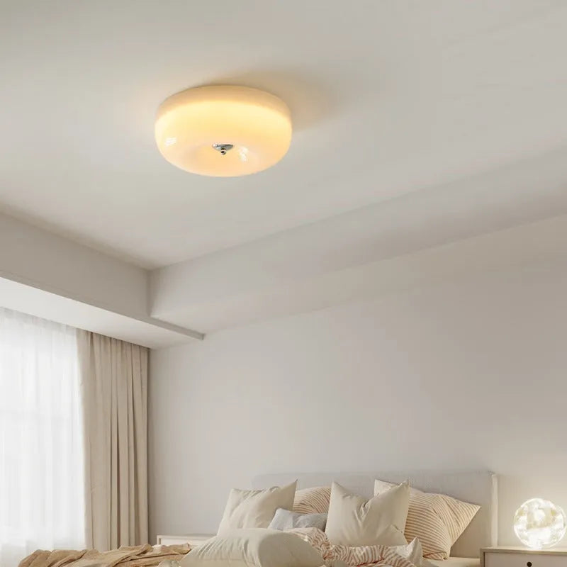 Cream coloured American style bedroom ceiling lamp with three-colour light setting