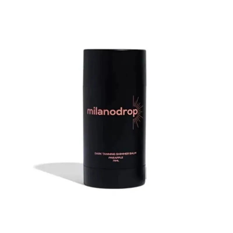 Self-tanning set showing 50ml tanning drops bottle and 75ml tanning glitter cream tube with black essence.
