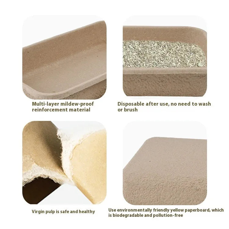 Brown disposable waterproof cat litter box with environmentally friendly degradable materials