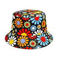 Colourful flower pattern polyester bucket hat with dome crown in size M