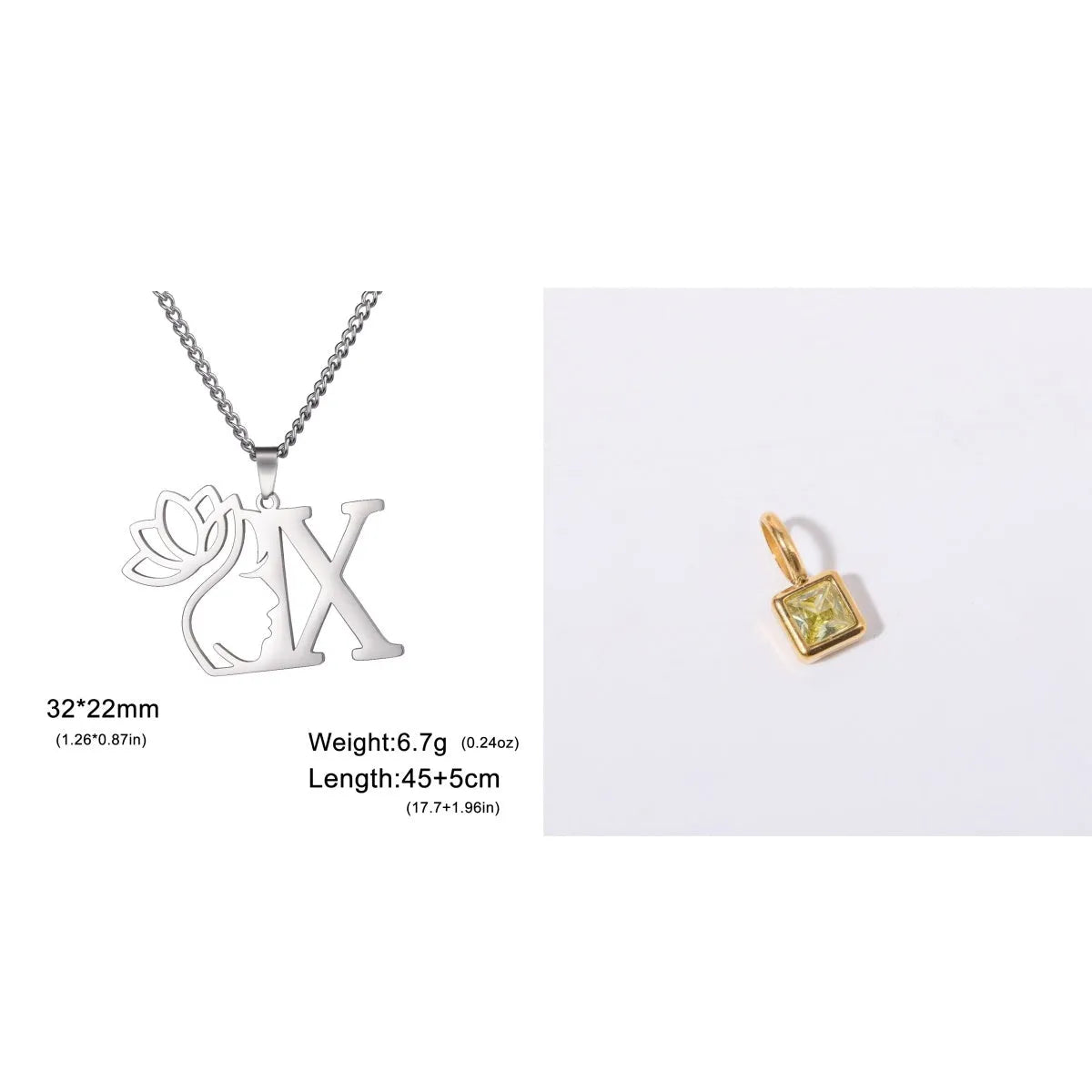 Gold and silver stainless steel fashion necklaces with a cross chain design and matching pendants.
