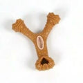 Natural rubber dog chew bone toy in Y-shape and 8-shape designs for teeth cleaning