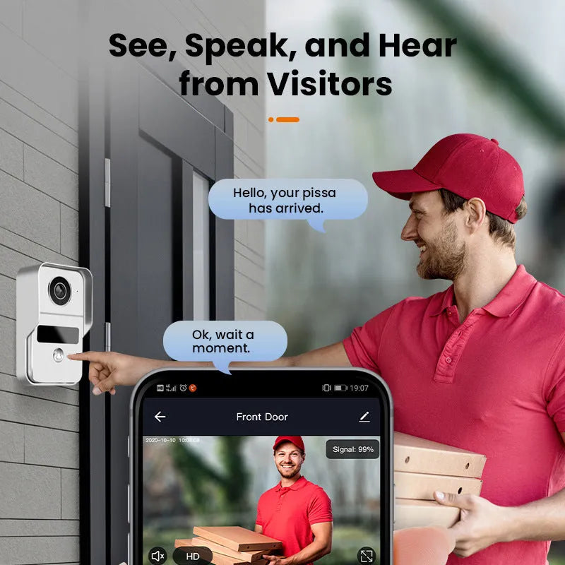 10-inch video intercom doorbell system with 1080P camera and ethernet cable connection