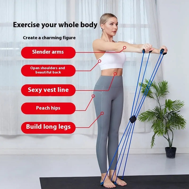 Blue eight character puller resistance equipment for women's shoulder fitness training