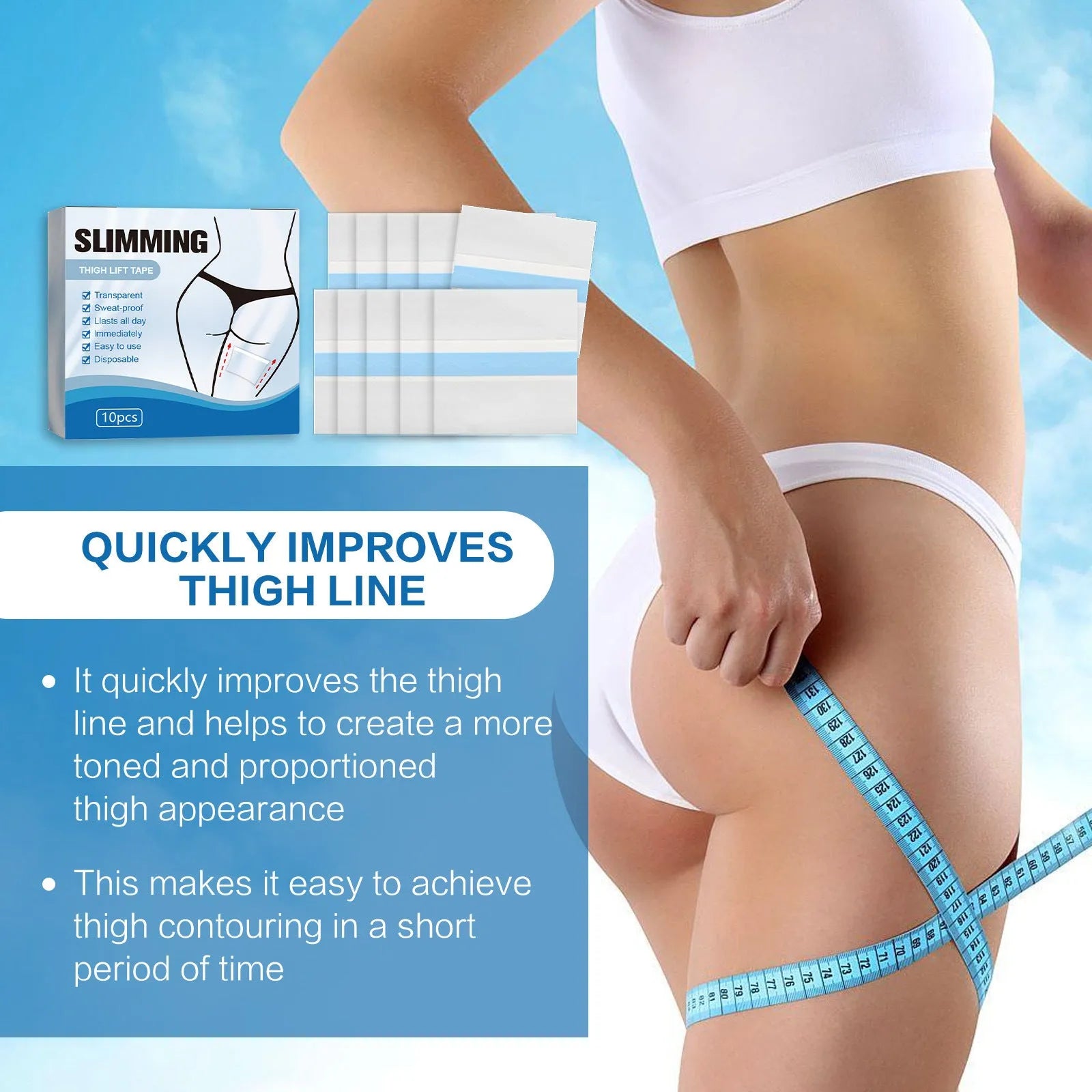 Box of 10 body shaping adhesive patches for slimming and skin tightening