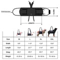 Black Oxford cloth dog harness shown on a dog, highlighting adjustable straps and chest support.