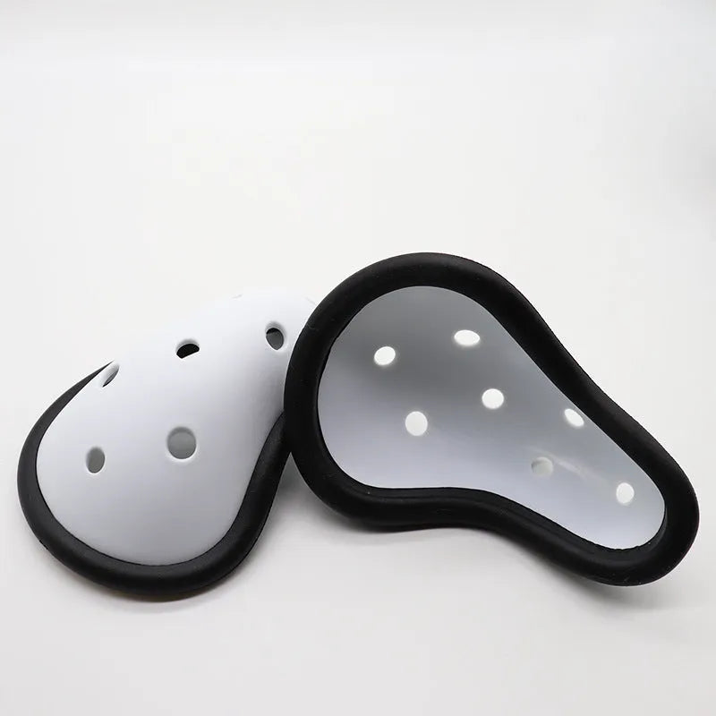 Rubber genital protector sports safety gear for adult and children in contact sports.