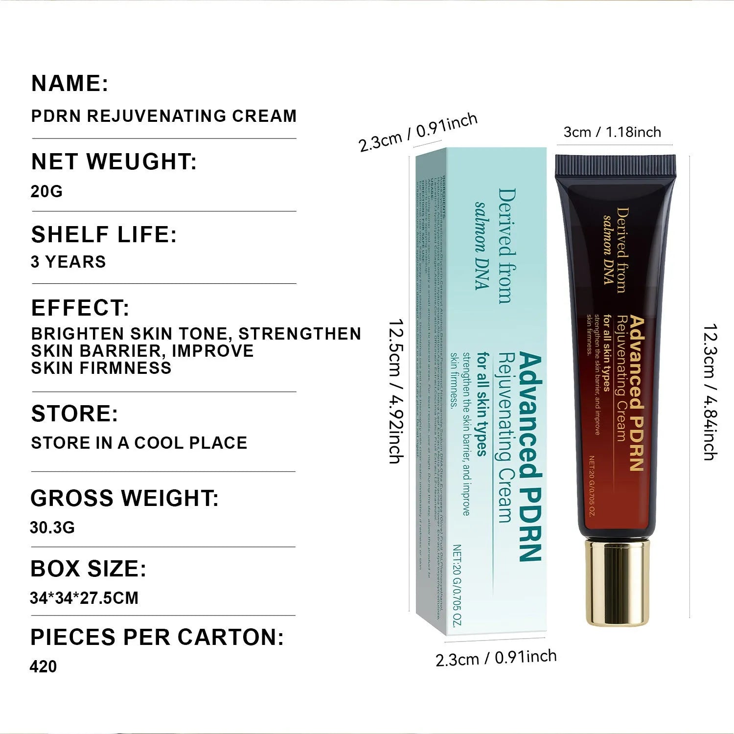20ml skin-activating cream container for hydrating moisturising and wrinkle care