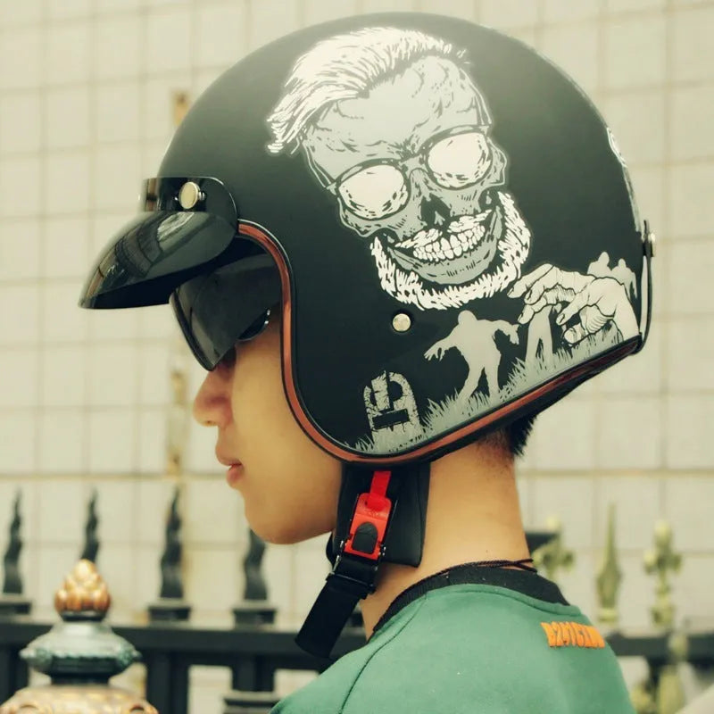 Retro-style half helmet for motorcycles on a plain background, shown in a bright yellow KT67 colour variant.