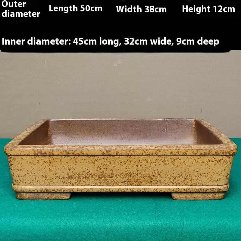 Yixing purple sand rectangular flowerpot shallow design for corridor floor plant display