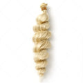 Golden women's chemical fibre wig in 18, 20, and 22 inch lengths.