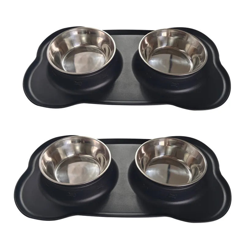 Large silicone dog bowl with stainless steel insert in choice of five colours on a plain background.