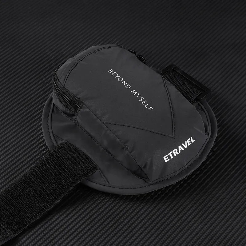 Lightweight reflective running arm bag worn on arm with 7-inch capacity for outdoor sports.