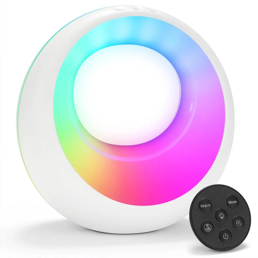 Creative Touch small RGB colour changing night lamp with remote control on desk