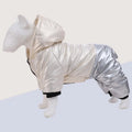 Waterproof windproof cotton-padded dog clothes with four-legged design in green, pink, or white colours