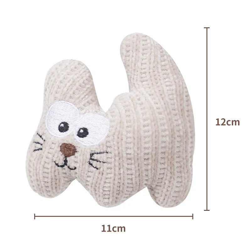 Cyan and light coffee plush rope cat toy with bell and organic catnip filling