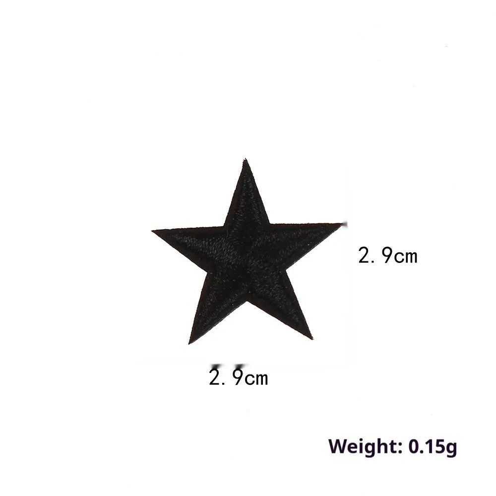 Colourful five-pointed star cloth embroidery stickers for DIY clothing decoration and craft projects