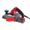 Red aluminium electric wood planer with 82mm working width for desktop woodworking