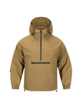Men's Korean-style loose half-zip hooded corduroy jacket in rabbit fur blend