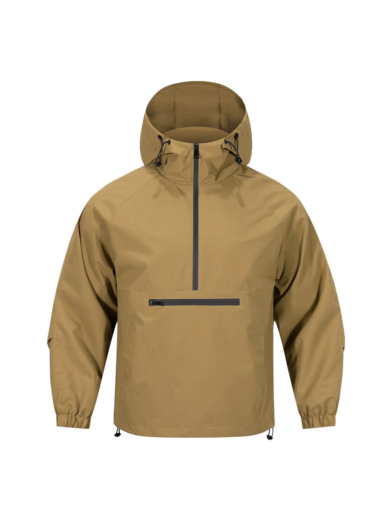 Men's Korean-style loose half-zip hooded corduroy jacket in rabbit fur blend