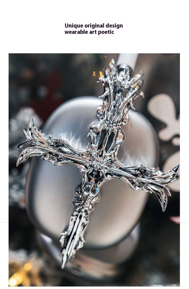 Gothic style 3D printed resin cover for Apple AirPods Max headphones in silver and gun colour options