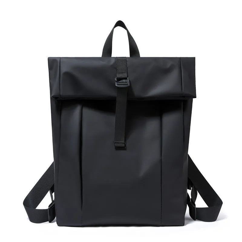 Large capacity men's backpack 20-35L solid colour blue with airpillow straps 30x11x42cm