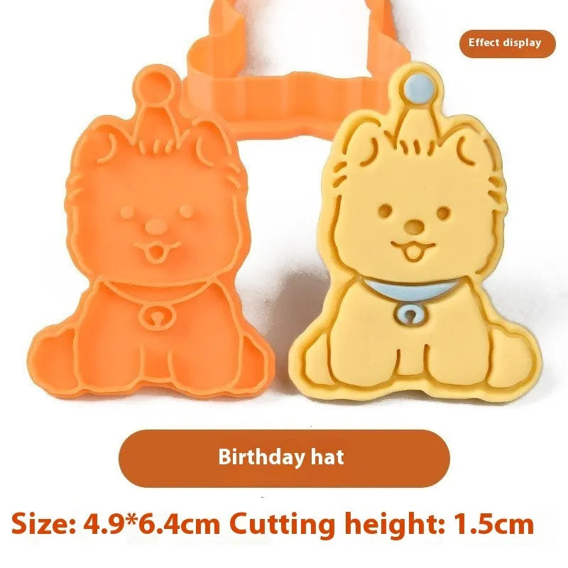 Plastic cartoon dog biscuit mould set with multiple puppy-themed designs