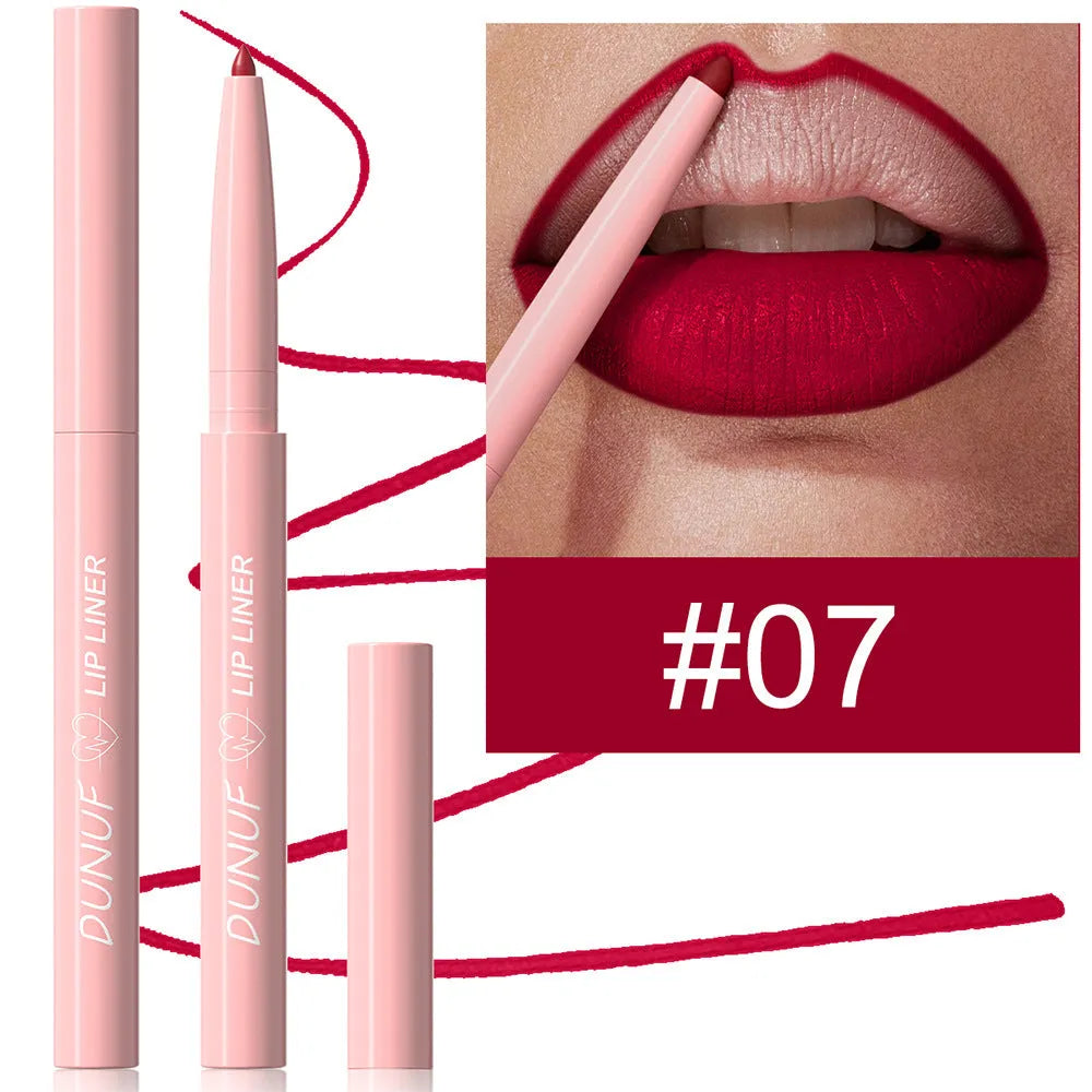Velvet matte lip liner pencil in 12 colour options for precise lip definition