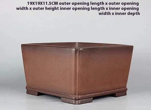 Brown handmade purple clay square flower pot with classical antique style