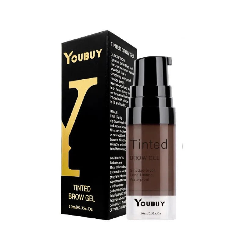 Waterproof brow cream tube in brown and black shades for natural eyebrow definition