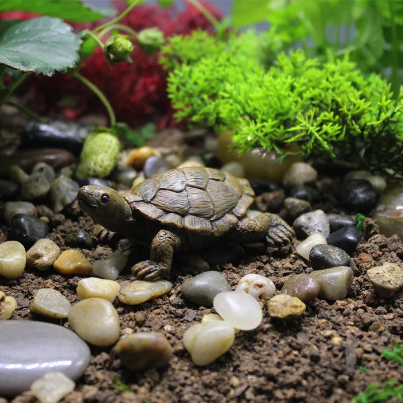Handcrafted resin turtle ornament for micro landscape and terrarium decoration