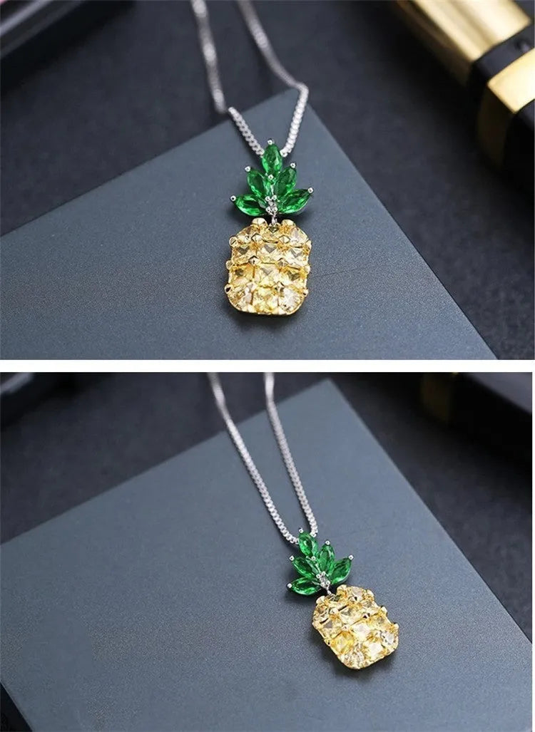 Korean fashion geometric necklace with pineapple diamond pattern in silver and copper white gold plating