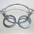 Survival wire saw with stainless steel blade and finger loops, showing 55cm length and pull ring