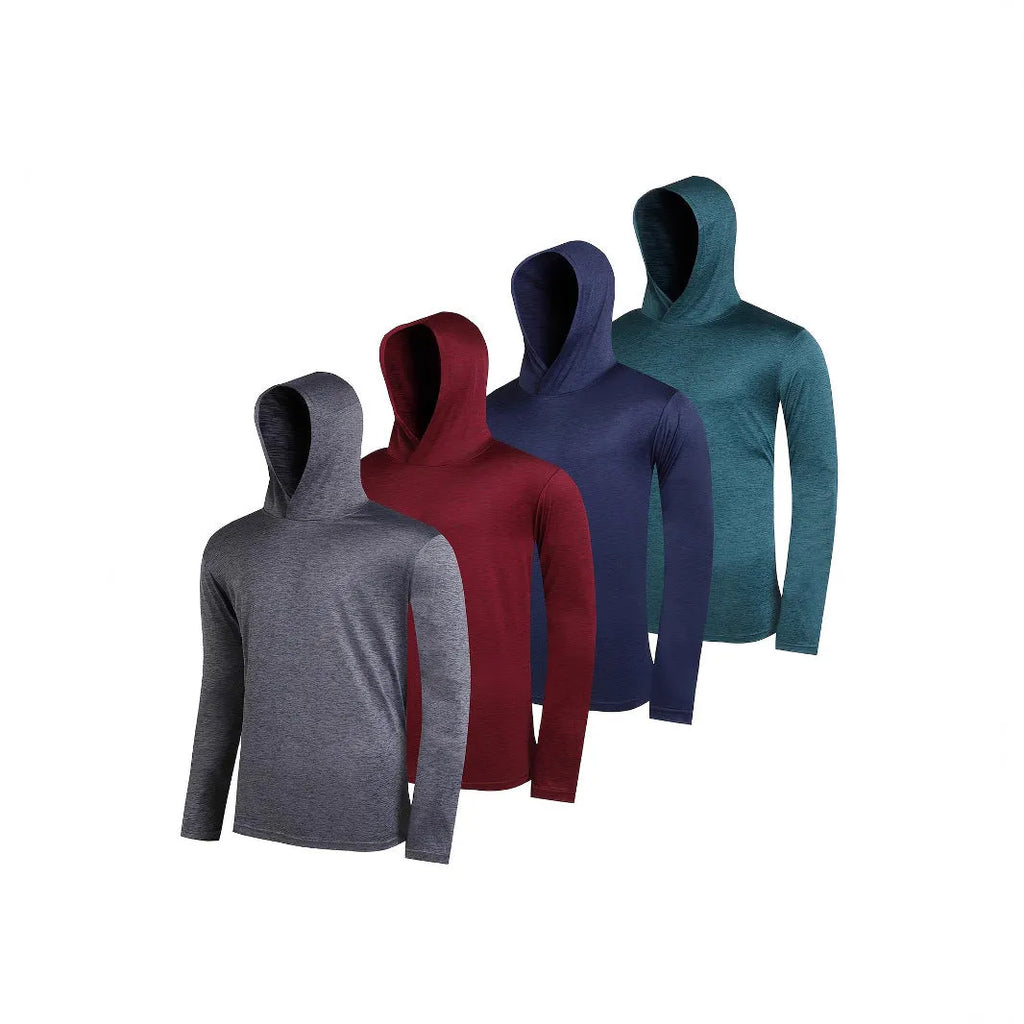 Men's lightweight hoodie 4-piece pack in elastic polyester fibre showing colour options