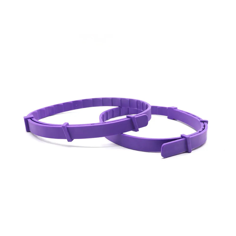 Four dog anxiety relief collars in different colours with adjustable 62cm TPR construction