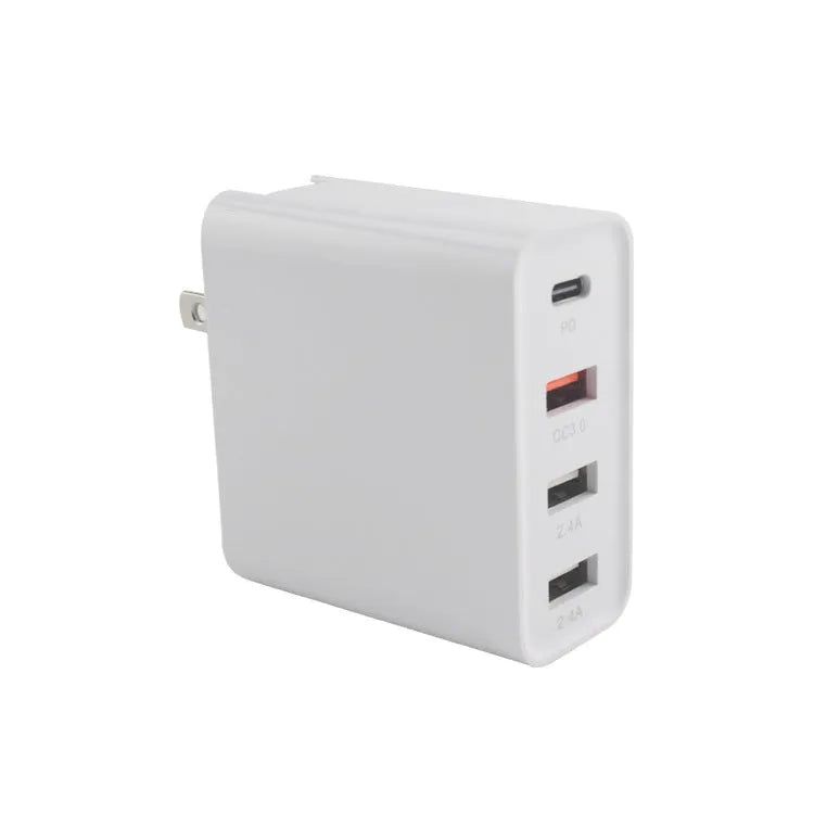 48W PD four-port USB-C fast charger in black with international plug options