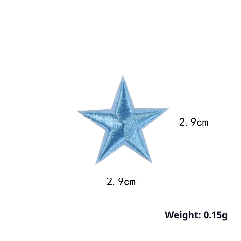 Colourful five-pointed star cloth embroidery stickers for DIY clothing decoration and craft projects