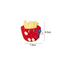 Set of five plush cat chew toys shaped like a hamburger, chicken leg, fries, bread, and hot dog.