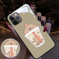 Tempered glass LED light phone case for Apple iPhone with cartoon bear design and notification glow